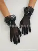 Luvas de Tela Europeias e Americanas para Halloween Acessórios de Festa de Formatura Noiva Casamento Renda Diamante Laço Luvas Curtas
