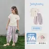 Conjunto de Verano de Dos Piezas Jellybaby para Niñas Grandes, Pantalones Casuales de Manga Corta para Bebé, Conjunto Infantil Delgado de Retazos