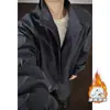 Chaqueta Retro Americana de Doble Cremallera con Cuello Alto, Engrosada para Otoño e Invierno, Cálida, Holgada, Informal, Versátil Abrigo de Algodón