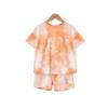 Conjunto infantil de verão 2024 nova moda maré oceânica tie-dye camiseta de manga curta shorts conjunto de duas peças para irmão e irmã