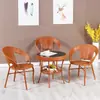 Conjunto de Mesa e Cadeiras para Varanda, Conjunto de Três Peças com Cadeiras de Rattan, Mesa Pequena, Mesa de Centro, Cadeira de Lazer Externa com Encosto, Cadeira para Pátio Externo