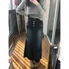 Falda de Mezclilla Estilo Americano Retro de Corte A para Mujer Primavera y Otoño Cintura Alta Talla Grande Chica Gordita Cubre Carne Adelgazante Óxido Longitud Media Falda de Paraguas