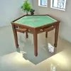 Mesa de Jantar Esculpida em Madeira Maciça, Mesa e Cadeiras Hexagonais, Novo Estilo Chinês, Mesa de Jantar Réplica Antiga, Mesa de Xadrez e Cartas, Mesa de Cinco-Seis Lados para Cinco Pessoas, Mesa de Mahjong