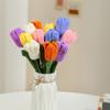 Bouquet de lã com acabamento tulipa tricotado à mão transfronteiriço Flor artificial de crochê Presente de feriado das mães do dia do professor