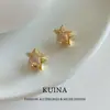 Brincos de Estrela Dourada com Zircônia Super Brilhantes para Mulheres, Presilhas de Orelha com Design de Nicho, Luxo Leve, Alto Padrão, Joia de Orelha Única