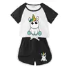 Unicornio unicornio Set Verano Nuevo Ropa Infantil Camiseta de Manga Corta para Bebé Pantalones Cortos Casual Conjunto de Dos Piezas Moderno