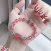 Pulsera de Cristal de Fresa Natural para Mujer DIY Hecha a Mano Original Luz de Luna Gris Pulsera Simple Regalo