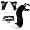 Cosplay Tiara de Orelhas de Gato Cauda de Gato Joias Feito à Mão Fofa Menina Gato Orelha de Animal Acessórios de Cabelo Conjunto de Acessórios de Cauda de Animal
