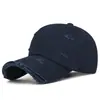 Boné K-Style Ins Cor Lisa Rasgado com Furos Aba Curva para Mulheres Moda Primavera e Verão Versátil Street Personalizável Boné de Basebol