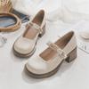 Zapatos Mary Jane primavera 2020 y nueva temporada zapatos de tacón alto beige de celebridad en línea para mujer zapatos franceses de piel de corte bajo para mujer zapatos de una sola capa para mujer
