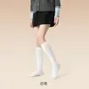 Calcetines deportivos de compresión para pantorrillas de mujer, estilo primavera y otoño, adelgazantes JK para fitness, color liso, sin costuras, calcetines largos negros para otoño e invierno, blanco