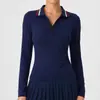 Camiseta Deportiva de Manga Larga Transfronteriza para Mujer, Ligera, Transpirable, Alta Elasticidad, Cuello en V, Aspecto Adelgazante de Otoño, Ropa de Yoga, Top Básico