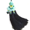 Colgante de coche de cristal verde seguro, joyería con borlas de cuentas, tridimensional, de doble cara, tallado a doble cara, colgante de coche