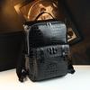 Mochila Estilosa Grande com Padrão de Crocodilo 2026 Nova Moda Luxo Couro Genuíno Bolsa Masculina Mochila de Viagem Multifuncional