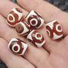 Cuentas de barril de ágata roja de tres ojos, 12 x 16 mm, cuentas sueltas de jade con eslabones de carretera de calcedonia roja, cuentas de joyería DIY