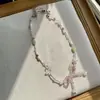 Collar de Lazo de Colores Hecho a Mano de Primavera con Cuentas, Collar de Flor Perla Cristal para Mujer, Cadena Clavicular de Lujo Ligero de Nicho