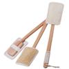 Cepillo de Baño Lufa con Mango Largo Artefacto para Frotar la Espalda Artículos de Limpieza para el Baño Cepillo de Baño de Madera con Mango Reemplazable