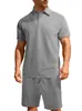 Ropa de hombre transfronteriza verano estilo nuevo europeo y americano tela jacquard conjunto casual deportivo para hombre fino cuello de solapa polo manga corta