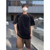 Han Fan Diseño Nicho de Alta Gama Cierre Metálico Manga Corta Hombre Cuello Redondo Holgado Manga Media Sencillo Camiseta con Hombreras Ins Casual