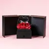 Regalo de San Valentín Collar de Proyección Joyería Caja de Regalo Oso Enamorado Rosa Puerta Doble Rosa Flor Eterna Hecho a Mano
