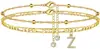 Artículo popular de comercio exterior transfronterizo: Tobillera de circonita de 26 letras, tobillera cubana de doble capa simple y elegante con cuentas de arroz