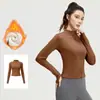 Conjunto de Yoga para Mujer Otoño Invierno Cálido con Felpa Interior Cuello Alto Cremallera Top Correr al Aire Libre Adelgazante Fitness Conjunto Deportivo
