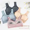 Chaleco de encaje sin aros de acero de talla grande, ropa interior con cierre lateral fino, sujetador ajustable fruncido con leche, venta directa de fábrica transfronteriza