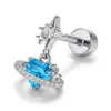 Novos brincos de flor com zircônia microincrustada da Xiaohongshu para mulheres, frescos, estilosos, delicados e adequados para furo na orelha