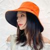 Sombrero de Sol para Mujer Primavera y Verano Estilo Coreano Estudiante Doble Cara Sombrero de Pescador Plegable para Mujer Sombrero de Sol para Exteriores de Ala Ancha