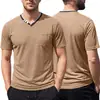 Camiseta para Hombre de Estilo Callejero Americano Nuevo con Botones de Color Contrastante y Mangas Cortas Casual Deportivas Multicolor - Amazon Transfronterizo