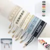 Pulseiras Tecidas Estilo Europeu e Americano para Homens e Mulheres, Letras Bordadas Personalizadas, Pulseiras com Sino de Liga, Pulseiras de Pulso com Borla Tecida