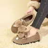 Sapatos Peludos Antiderrapantes Quentes e Confortáveis da Moda Estilo Coreano Novidade Outono e Inverno 2025 Sapatos Casuais de Algodão com Lã Adicionada Mocassins