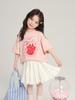 Camiseta de Manga Corta Dulce de Fresa para Verano 2025, Estilo Dulce, Camiseta para Niñas, Top Pulóver Decorativo con Perlas