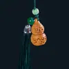 Sándalo Verde Hueco Tallado Flor de Loto Calabaza Paisaje Difusor Colgante Bolsita Cadena de Teléfono Móvil Colgante de Joyería Llavero