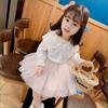 Ropa para niños, primavera, nueva, para niños pequeños y medianos, estilo extranjero, camisa de princesa de encaje, falda, camisa de solapa grande para bebé, otoño, tendencia