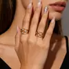 Anillo de Estilo Retro Literario Anillo de Acero de Titanio Anillo de Diamantes Multicapa Anillo de Nicho para Mujer Chapado en Oro de Lujo Ligero No se Cae