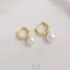 Brincos de Pérola Cor Dourada Real 14K Brincos de Contas Redondas Meio Furo Conservadores de Cor Joias de Orelha Feitas à Mão DIY Acessórios de Pérola