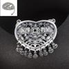 Collar Largo con Borla de Elefante Doble Auspicioso de Plata de 99 Pies para Mujer Estilo Étnico Retro Moneda de Amor Doble Anillo Hueco