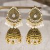 Pendientes de jaula de pájaros vintage indios pendientes diseño de nicho para mujer forma de gota de agua dorada borla de diamante de colores pendientes de campana