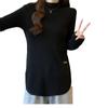 Top de Manga Larga para Mujer, Talla Grande, Costilla Gruesa, Cuello Alto, Capa Base, Nuevo Estilo Primavera/Otoño, Corte Holgado, Adelgazante, Cálido