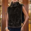 Chaleco de Felpa de Lujo Ligero para Mujer, Otoño e Invierno de Alta Gama Cálido Terciopelo Imitación Visón Cuello Alto, Top Chaleco Elegante