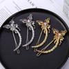 Horquilla de arco china con resorte, nueva, con retención de color, mariposa dorada, diamantes de imitación, hebilla de rana, clip de resorte para la cabeza, venta al por mayor