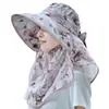 Sombrero para Ciclismo de Verano, Sombrero con Protección Solar, Velillo para Cubrir Cara y Cuello, Ala Ancha, Sombrero Integral para Mujer para Exteriores para Recoger Té