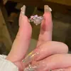 Anillo de circonita con lazo rosa para mujer, estilo Ins, diseño de nicho, sensación avanzada, anillo abierto para el dedo índice.