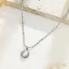 Colar de Aço Titânio, Corrente de Contas Pequenas Tipo Feijão, Corrente para Clavícula, Joia Estilosa e Simples