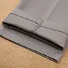 Pantalones casuales de algodón gris grueso de otoño, cálidos, de grosor medio, nuevos, elásticos, rectos, corte slim, para hombres jóvenes, de negocios