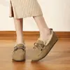 Zapatos de Algodón con Piel Cálida para Exteriores de Moda Francesa 2026 Invierno Nuevos Mocasines Slip-on Suela Suave Con Plus Terciopelo Zapatos Birkenstock