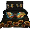Juego de Tres Piezas Transfronterizo Caricatura Mariposa Impresión Digital 3D Exportación de Amazon Ropa de Cama Textiles para el Hogar Juego de Tres Piezas Al por Mayor