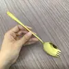 Tenedor y Cuchara Combinados de Acero Inoxidable, Cuchara para Ensalada, Tenedor para Ensalada, Tenedor para Fideos Instantáneos del Hogar, Tenedor para Pasta de Comida Occidental, Tenedor para Postre y Pastel