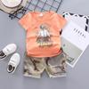 Conjunto de Roupas Infantis para Meninos no Atacado, Verão 2021, Camiseta Camuflada de Manga Curta com Gola Redonda, Tendência Respirável para Bebês